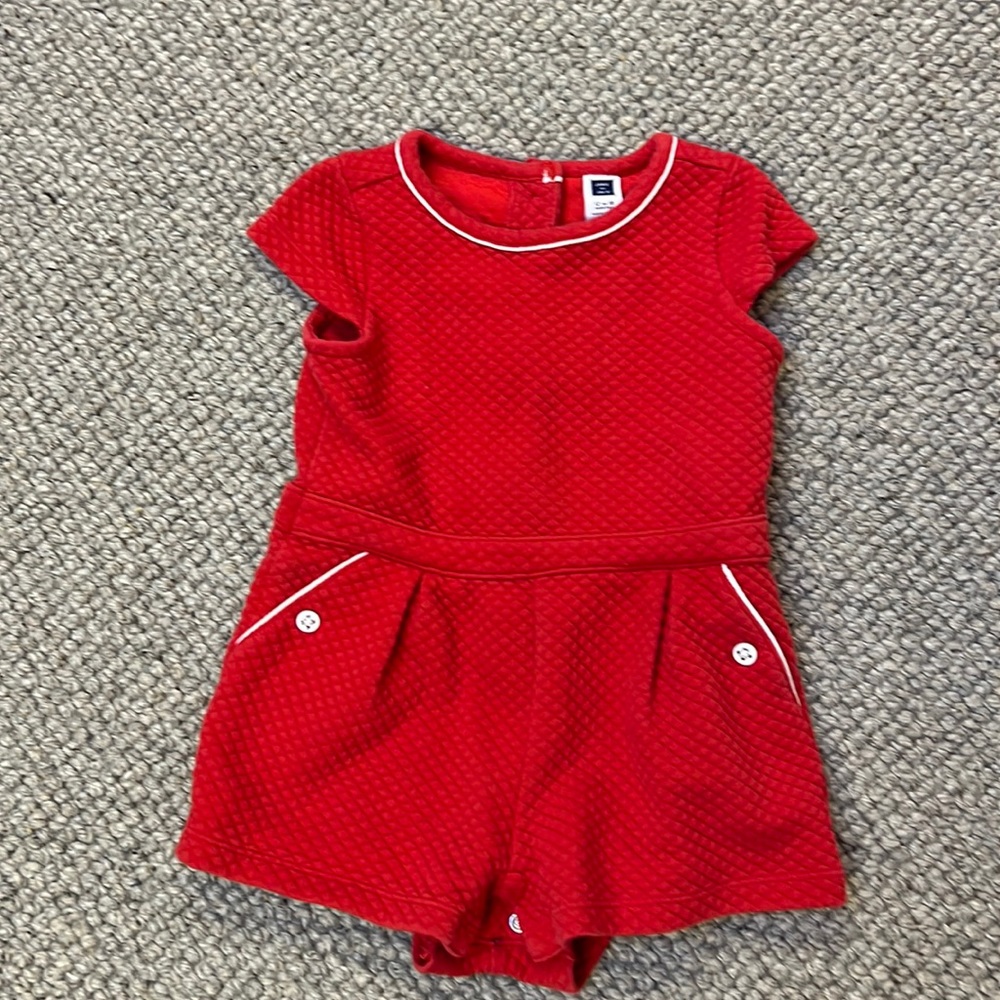 Janie and Jack classic red quilted romper